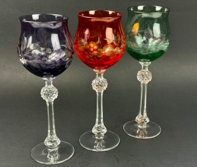 Цветные хрустальные фужеры(3+3)