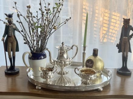 Посеребренное блюдо -поднос